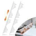Stainless Steel Stove Gap Covers, Stove Gap Filler, Range Trim Kit, Stove Gap Guards, Heat Resistant and Easy to Clean, Easy retractable Length 13.8" to 27.5", Width 0.79", White(2PCS)