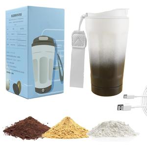 USB Rechargeable Self Stirring Coffee Cup, Stainless Steel Travel Mug with Magnetic Mixing, 12oz Cafe to Go Travel Mug, Tumbler Cup for Coffee, Milk and Hot Drinks, with a handle and Spout Lid Black