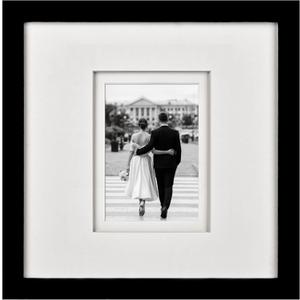 Yaetm 12x12 Square Picture Frame Matted to 5x7, Double Floating Ivory Mat, Black Photo Frame with Polished Tempered Glass for Wall Gallery, Home and Office, Wall Mounting, Single, Black