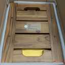 14" Teak Shower Stool, Waterproof Teak Shower Bench with Shelf & Handle for Bathroom, 300 Lbs Capacity, Natural Teak Color