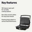 Amazon Basics Panini Press & Electric Indoor Grill with Adjustable Temperature Settings, Non-Stick Ceramic Plates, Black