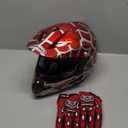 DOT Youth Dirt Bike Helmet for Boys & Girls Ages 5-14, Four Wheeler, Motocross, BMX, MX, UTV, Snowmobile, Go Kart, Racing, Skateboard, Baseball (Medium, Red Cobweb)