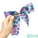 2 x LUV HER Disney Stitch Hair Bows For Girls - One Large Printed Hair Bow Featuring your Favorite Stitch Characters - Alligator Clip - Large Bows for Daily Styling or Special Occasions, Ages 3+