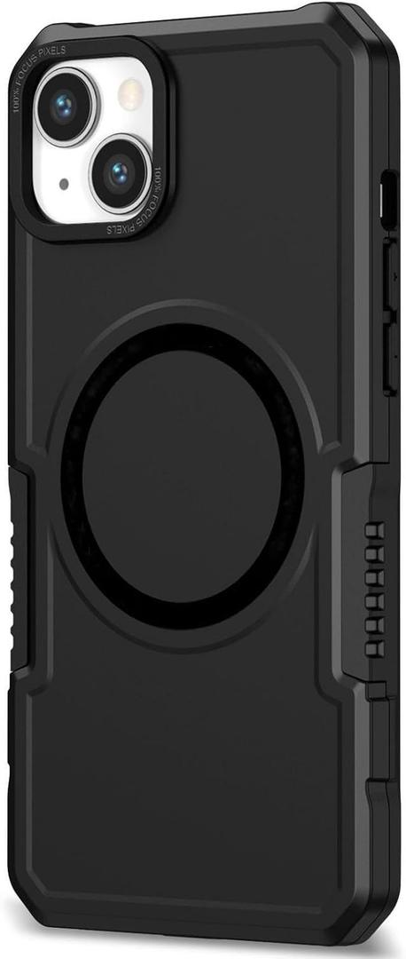 Magnetic Case for iPhone 15 Pro Max/15 Pro/15 Plus/15, Shockproof Cover with Camera Protect and Support Wireless Charging Shell,Black,15 Plus 6.7''
