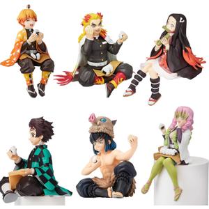 6Pcs Demon Anime Figures Set, Slayer Characters for Anime Fans (Rice Ball)
