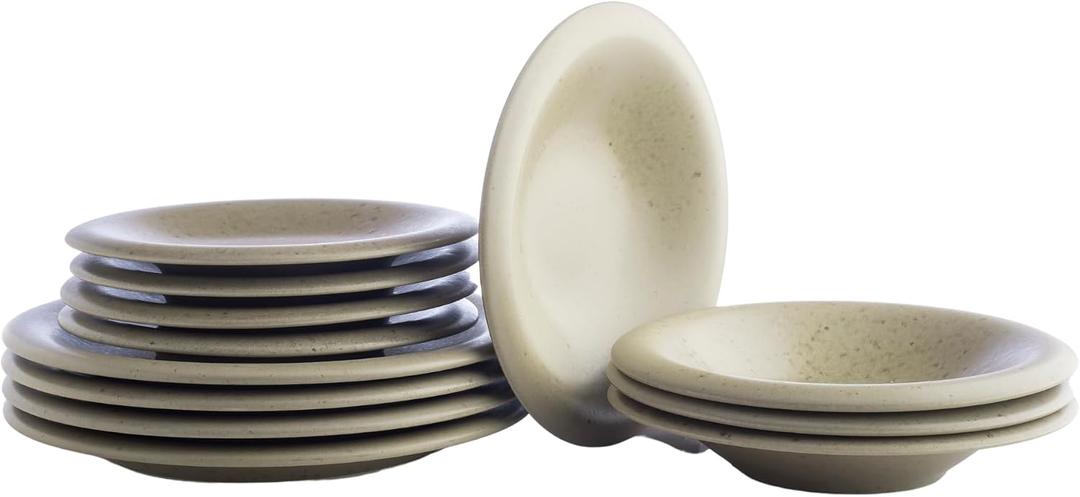 Porto by Stone Lain Aro 12-Piece Premium Kitchen & Dining Dinnerware Set Stoneware, Green Matte, Crafted in Portugal, Dishwasher and Microwave Safe Scratch-Resistant Dish Set for 4