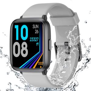 Fitness Tracker Watch with Heart Rate Monitor, Large Screen Activity Tracker with Pedometer, Sleep Monitor, Calories & Step Counter, 5ATM Waterproof Smart Watch for Women Men Fitness Watch for Sports (Gray)
