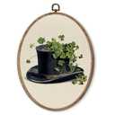 Hxlac Shamrock Hat Oval Wall Art Framed, Vintage St Patrick’s Day Irish Oval Wall Decor, Farmhouse Spring Hanging Canvas Prints Wall Sculptures for Home Living Room Bedroom Decor, 8.5x11.5 Inch