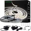 White LED Strip Lights, IP44 Waterproof 2835 LED Lights, 6000K 12V 65.6ft/20m Flexible Ribbon, Kitchen Cabinet Lighting, Outdoor/Indoor (White)