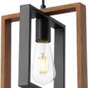 9MMML Industrial Small Pendant Lighting, Farmhouse Kitchen Island Hanging Lamp with Cord, Wood+Metal,1 Light E26 Fixture for Dining Room Bedroom Hallway Entryway,9.5 inch