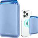 Magnetic Wallet Cell Phone Card Holder for Phone Case with Mag-Safe, Stronger Magnetic RFID Leather Phone Wallet Stick on Series of iPhone 17/16/15/14/13/12 and Pro/Promax, Purple