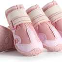 Aokown Dog Shoes for Large Dogs, Anti-Slip Dog Boots for Winter Snow, Hot Pavement, Dog Booties & Paw Protectors Pink Size 7