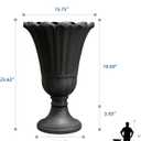 24" Tall Urn Planters for Outdoor Plants, Urns and Pedestal, Black, 23.62"H x 15.75"W x 19.69"D