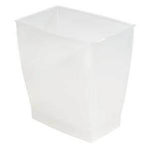 iDesign Small Plastic Bathroom Trash Can, Slim Rectangle Garbage Bin for Bedroom, Office, Dorm, Clear Frost