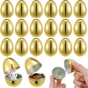jojofuny 20pcs Golden Fillable Easter Eggs - 6x4CM Realistic Plastic Basket Stuffers for Easter Egg Hunt, Party Decorations, Basket Stuffers, Home Decor & Kids’ Games - Cute & Festive