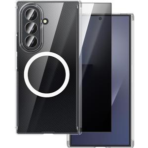 Clear Case for Samsung Galaxy Z Trifold, Magnetic Phone Case with Privacy Screen Protector, Lightweight Ultra-Thin Dual-Central-Axis Hinge Protector Cover Anti-Yellowing Anti-Slip for Men Women