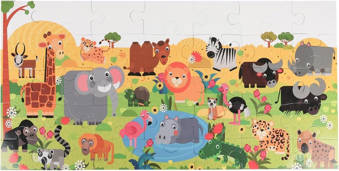 3 x Jumbo Floor Puzzle for Kids, Large Jigsaw Puzzles 35 Piece for Kids Ages 3-5,Preschool Learning & Education Toys, Gifts for 4-8 Year Old Boys and Girls (Jungle Animals), 15.7 x 31.5 inches