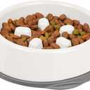 IRIS USA 2-Cup Slow Feeder Bowl, Anti-Choking & Anti-Slip Puzzle Dish for Healthy Digestion, Short Snout Dogs & Cats, BPA & PVC-Free, White/Gray