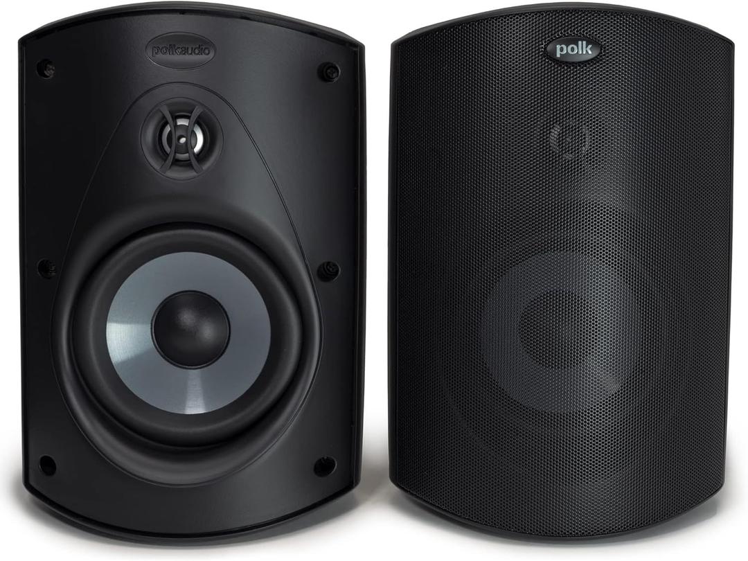 Polk Audio Atrium 6 All-Weather Outdoor Speakers with Bass Reflex Enclosure (Pair, Black), Broad Sound Coverage, Speed-Lock Mounting System
