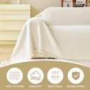 VANJOROY Beige Oversized Couch Sofa Cover for 3-4 Cushion Sectional Sofa L-Shape -Washable Chenille Couch Cover for Dogs Pets, Boho Couch Cover Protector Soft Sofa Slipcovers with Tassel,91"x 150"