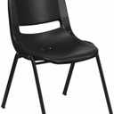 Flash Furniture HERCULES Series 440 lb. Capacity Kid's Black Ergonomic Shell Stack Chair with Black Frame and 14" Seat Height, Set of 1