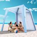 Elegear Inflatable Beach Canopy Tent, 82.6' x 82.6 x 77.9' Beach Cabana, 30s Setup UPF 50+ UV Protection Blow Up Sun Shade Shelter with Side Curtain, for Camping Fishing Backyard Picnics - 6-8 Person