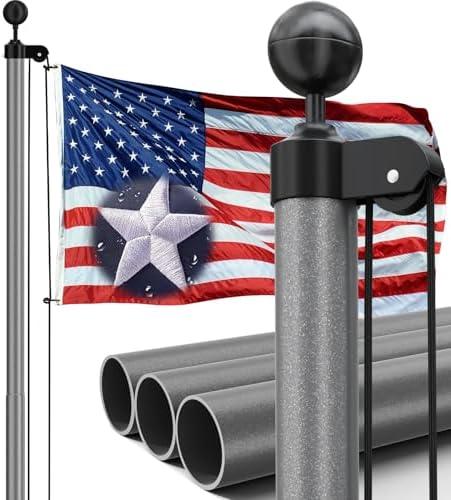 IIOPE 25FT Heavy Duty Flag Pole Kit, Real 13 Gauge Aluminum, 2.4" Large Bottom Tube, True Glory Edition, In-Ground Flagpole for Outside House,Residential & Commercial-90MPH Wind Tested