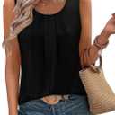 onlypuff Womens Tank Tops Sleeveless Pleated Crew Neck Shirts Dressy Casual Work Cami Blouse (XXL)