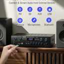 Donner Bluetooth 5.0 Stereo Audio Amplifier Receiver, 4 Channel 440W Peak Power Home Theater Stereo Receiver with USB, SD, FM, 2 Mic in Echo, RCA, LED, Speaker Selector for Studio, Home - MAMP5