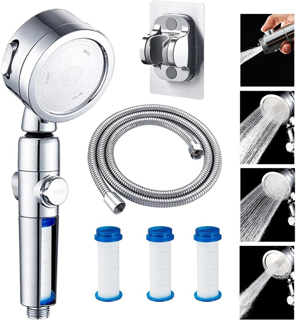 RV Shower Head with Hose, High Pressure RV Shower Handheld with Filter, RV Shower Head 360 Degrees Rotating, Water Saving Shower Head for RV Replacement Accessories, Camper, Motorhome, Sliver RV Shower Head with Hose, High Pressure RV Shower Handheld with Filter, RV Shower Head 360 Degrees Rotating, Water Saving Shower Head for RV Replacement Accessories, Camper, Motorhome, Sliver