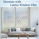 Haton Window Privacy Film Decorative Frosted Glass Window Film, Sun Blocking Stained Glass Clings, Static Cling Removable Stickers for Home Door Coverings, Lattice Pattern 29.5" x 78.7"
