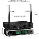 Wireless UHF Microphone System,W/2 Handhelds,Auto Scan,2x50 UHF Frequencies,200ft Range,Dynamic Microphone for Singing,Karaoke,Church