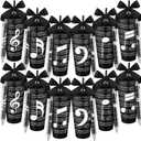 Skylety 12 Sets Musical Note Tumbler Cups Bulk 24 oz Valentine Gifts Music Themed Reusable Note Plastic Tumbler With Straw And Lid Ballpoint, Black