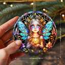 2 x Stained Ceramic Fairy Ornament - Fairy Christmas Ornaments - Christmas Tree Ornaments - Christmas Decorations - Fairy Decor for Office, Room, Home - Holiday Present Ideas - A