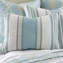 Levtex Home - Kailua Quilt Set - King Quilt + Two King Pillow Shams - Stripe - Blue Teal Taupe Cream - Quilt (106x92in.) and Pillow Shams (36x20in.) - Reversible - Cotton Fabric