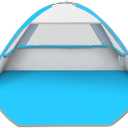 Gorich Beach Tent Sun Shelter for 3/4-5/6-7/8-10 Person with UPF 50 UV Protection, Lightweight & Easy Setup Beach Shade Canopy, Portable Beach Shade Tent Beach Cabana (Silver)