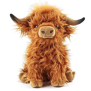 Highland Cow Stuffed Animal Realistic Scottish Cow Plush Toy Soft Farm Animal Cattle Plushie Doll Present for Adults Kids Boys Girls