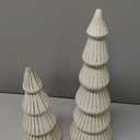 WONDROUS' DECO Wooden Christmas Tree Figurine Decor, Set of 2 White Christmas Tree Table Centerpieces, Small Distressed White Xmas Trees Set Decoration for Vintage Mantle Indoor