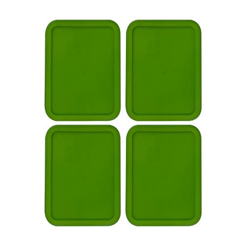 Replacement Lids for Pyrex 3-Cup Glass Food Storage Container Bowls, (7.75 x 5.75-Inch) Plastic Rectangle Lids Covers fits Pyrex 7210-PC, Airtight & Leakproof (4-Pack, Green)
