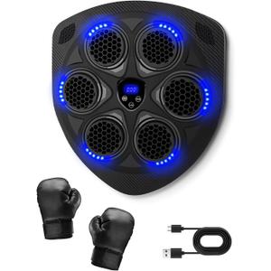 Music Boxing Machine, Interactive Punching Trainer with Boxing Gloves, Large Size Wall Mounted Electronic Boxing Target for Adults Kids, 15 Modes & 15 Speeds