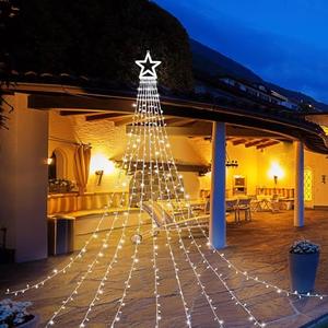MUYUN Christmas Decoration LED Star String Lights, Christmas Star String Lights with 317 LED Hanging Fairy Curtain Lights for Party Wedding Patio Indoor Outdoor Decorative