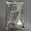 Compatible for iPhone 16 Pro Max Case with Camera Lens Protector, Luxury Electroplated Cute Glitter Butterfly Quicksand Women Girls Phone Cover for iPhone 16 ProMax (Silver Butterfly)