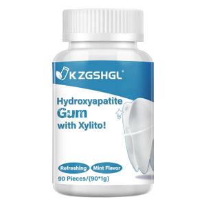 Remineralizing Gum, Hydroxyapatite Gum, 90 Pieces, Xylitol Gum, Good for Teeth Remineralization, Sugar-Free Mint Chewing Gum with Xylitol, Two pills after meals to freshen breath and clean teeth (90 Count (Pack of 1))