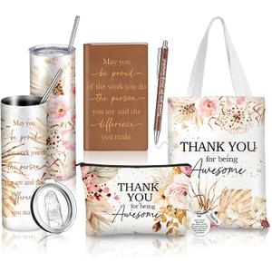 6 Pcs Employee Appreciation Gifts for Women, Thank You Gift Set for Coworker, Staff, Teacher, Nurse, Team Recognition Gifts for Work Anniversary, Farewell, Promotion(Dream Style)