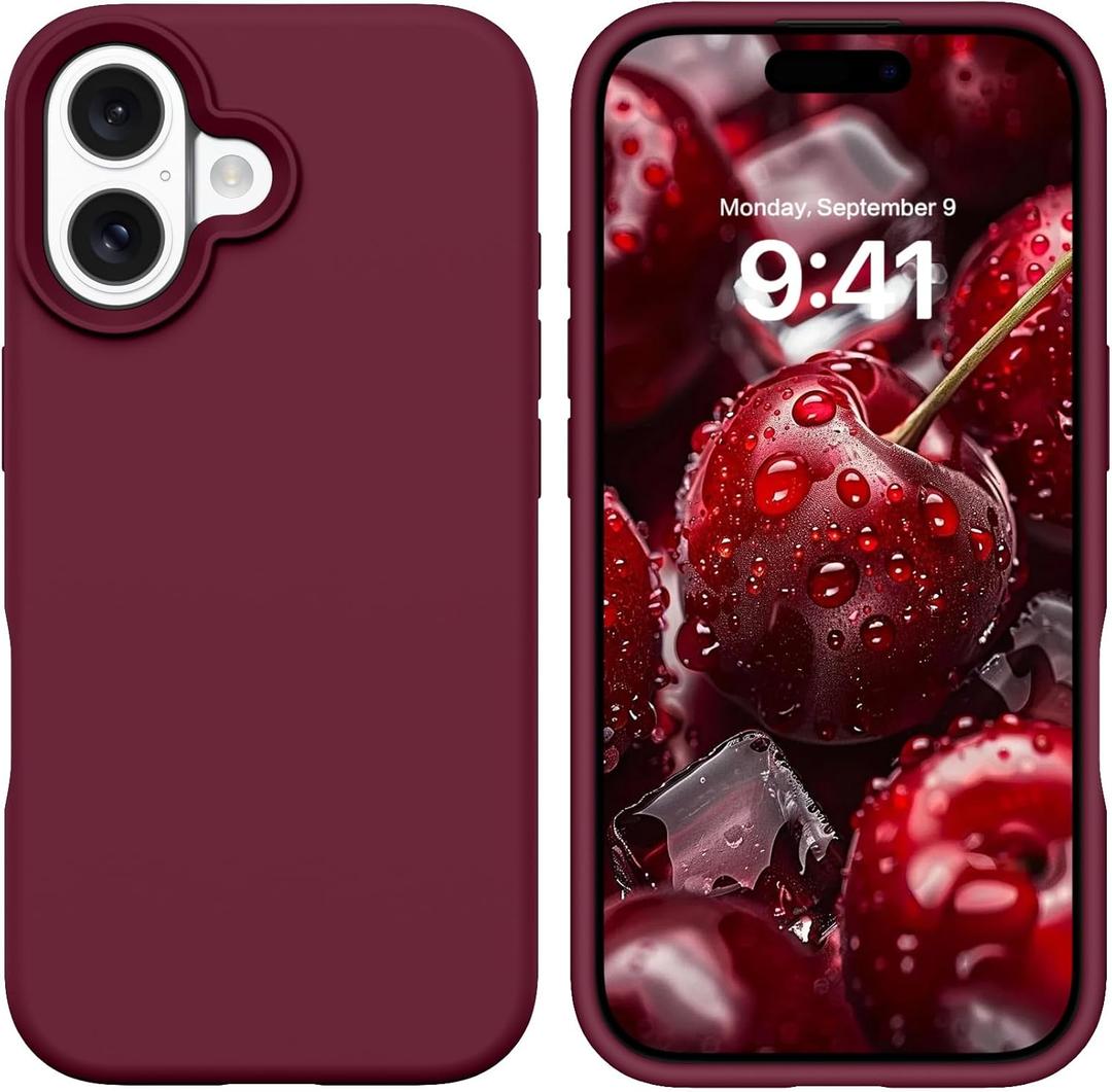 GUAGUA for iPhone 17 Case Liquid Silicone Silky Soft Gel Rubber Slim Thin Microfiber Lining Cushion Texture Cover Shockproof Protective Phone Case for iPhone 17 6.3 inch, Plum Red