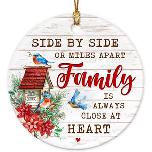 2 x VeryHomy Family Christmas Ornaments 2025 | Long Distance for Grandpa, Grandma, Mom and Dad Gifts, Birthday for Sister, Brother | Ceramic Christmas Tree Decorations 2025