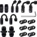 EVIL ENERGY 6AN Hose End Fitting Kit Straight 45 90 180 Degree with AN6 Male to Male Coupler & 6AN Hose Separator Clamp for CPE Braided Hose