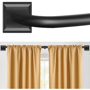 Black Curtain Rods for Windows 48 to 90 Inches(4-7.5Ft), Wrap Around Curtain Rods, Room Darkening Curtain Rod for Bedroom Living Room