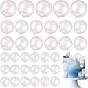 DERTE 100 Pcs Clear Balls Mini Bubble Ball Cake Toppers Plastic Fake Bubble | Colorful Pearl Balls Cupcake Toppers DIY for Mermaid Birthday Baby Party Shower Wedding Anniversary Decor (color 1)