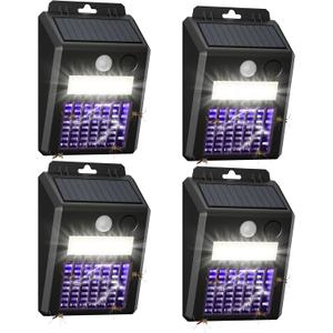 4 Pack of Solar Bug Zapper Outdoor & Mosquito Light - 1000V Electric Bug Trap, Solar-Powered Fly Killer with Motion Sensor, Waterproof & Cordless